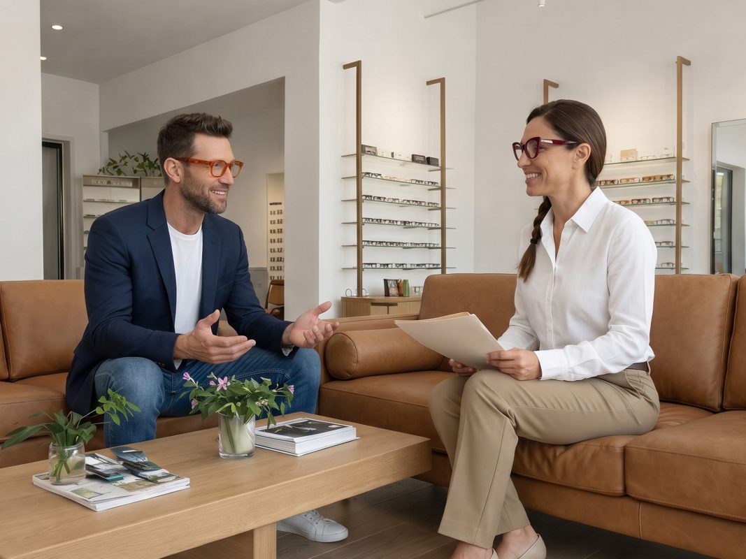 Mann und Frau im Brillengeschäft