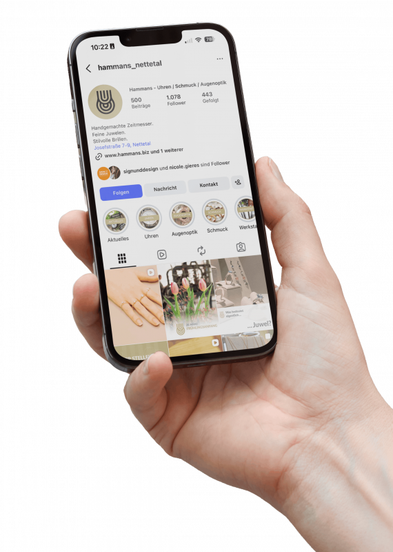 Handy mit Instagram-Profilansicht