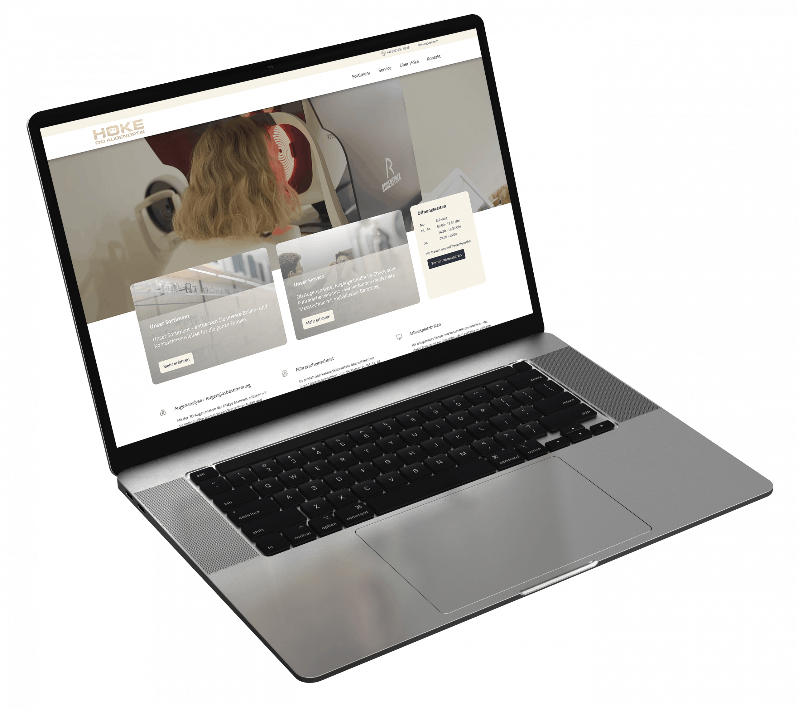 Abbildung Laptop mit Website